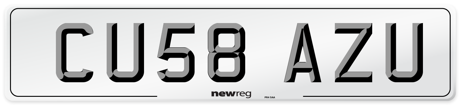 CU58 AZU Number Plate from New Reg